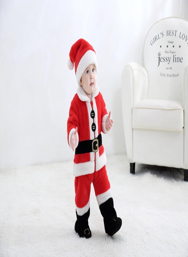 Ayalinggo Baby Santa Costume Newborn Infant Christmas Outfit Toddler Kids Long Sleeve Fleece Tops Pants With Hat Xmas Outfit (Red, 3-6 Months) - Image 2